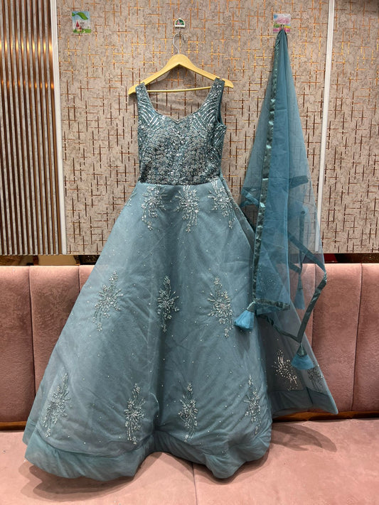 Astonishing Teal blue gown