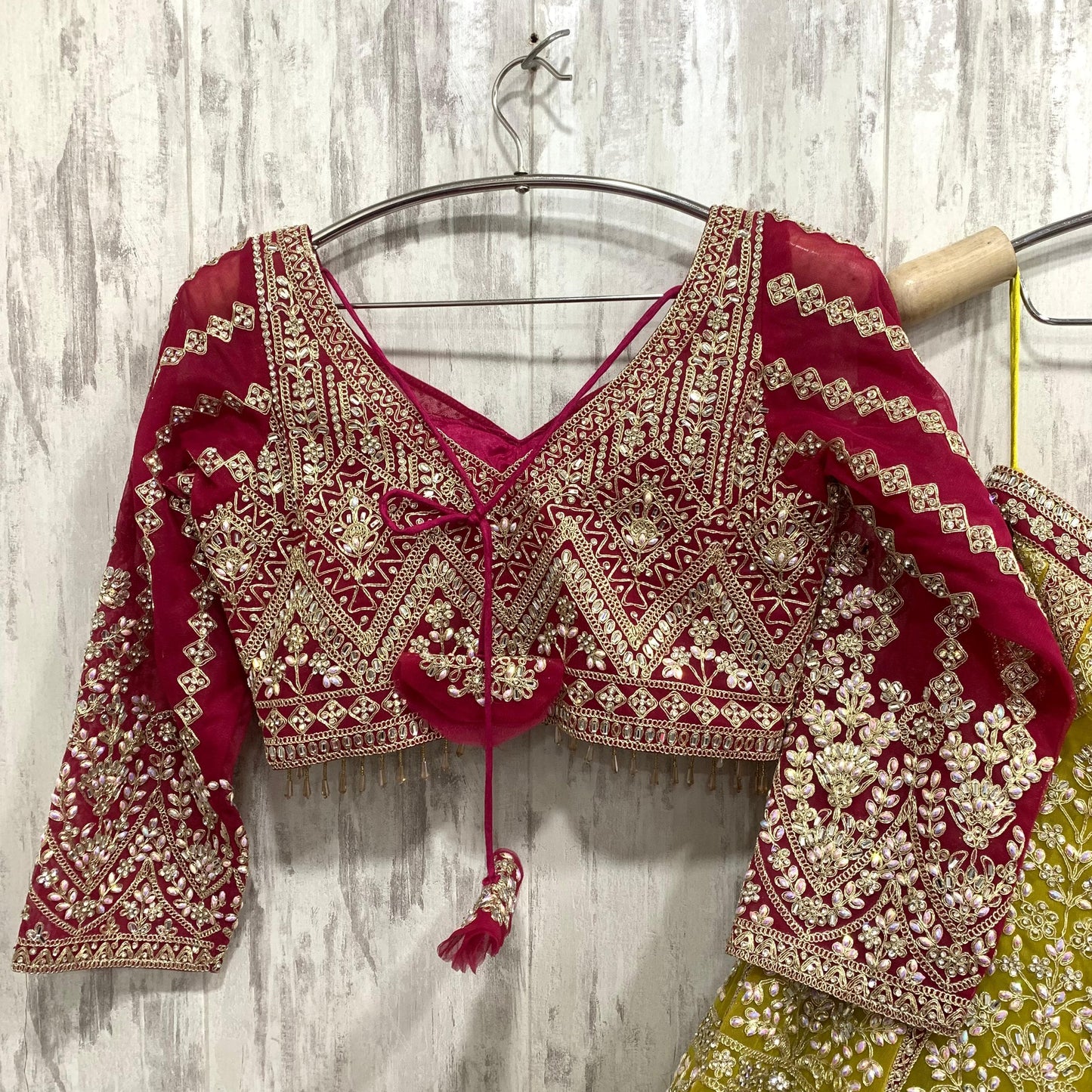 Stunning red green Mehendi special crop top Lehenga