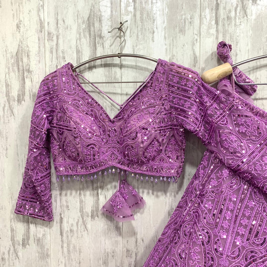 Glamorous pink on pink monotone crop top Lehenga