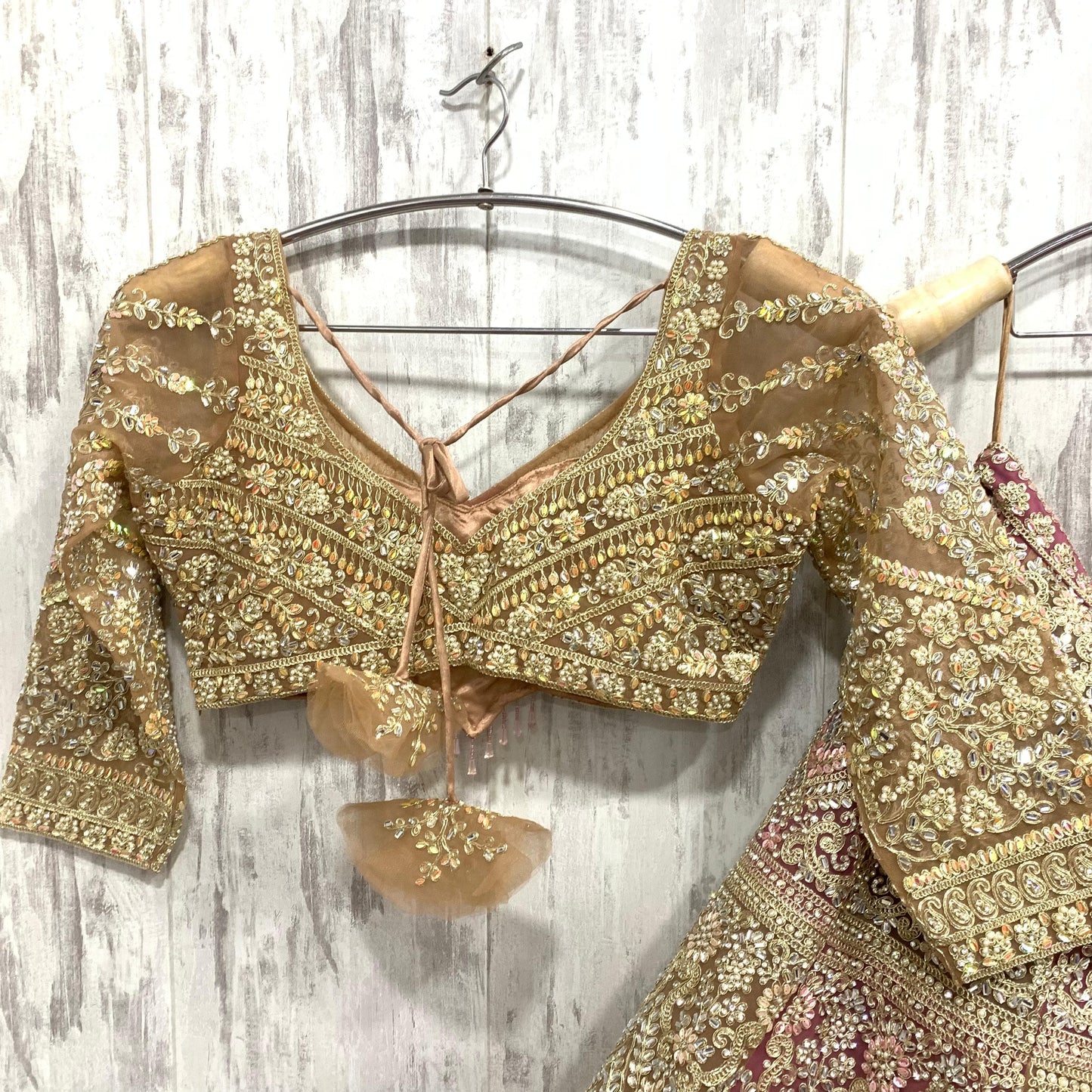 Fabulous rose gold pink crop top Lehenga