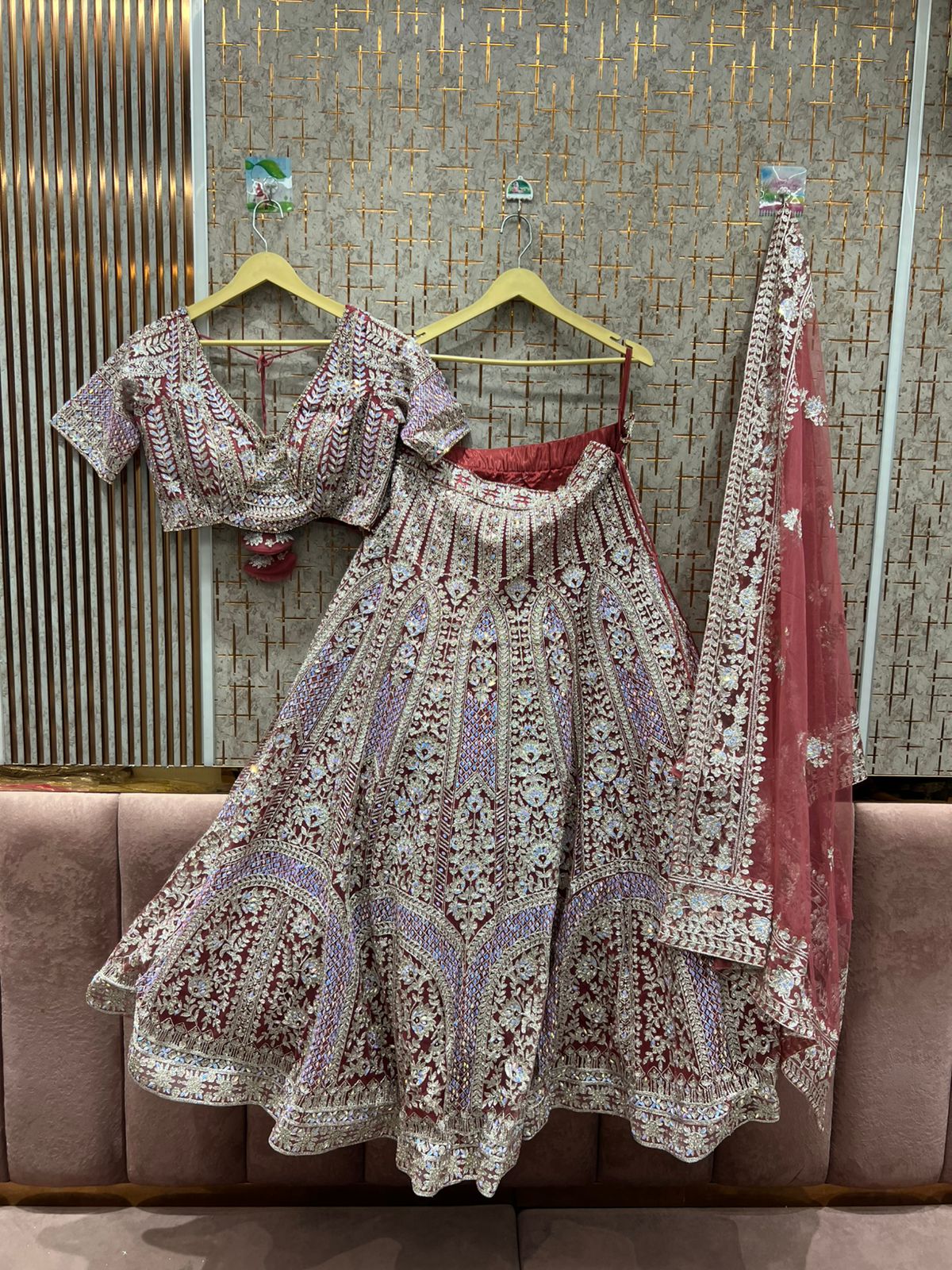 Amazing purple pink crop top Lehenga