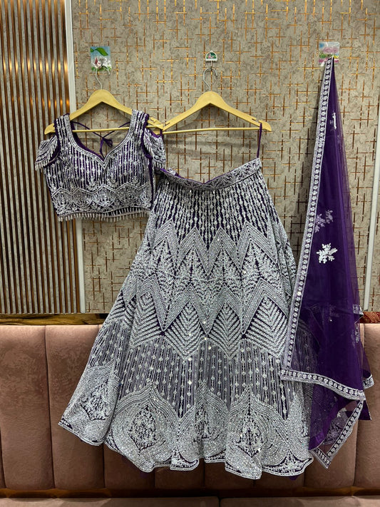 Pleasing blue Crop top Lehenga