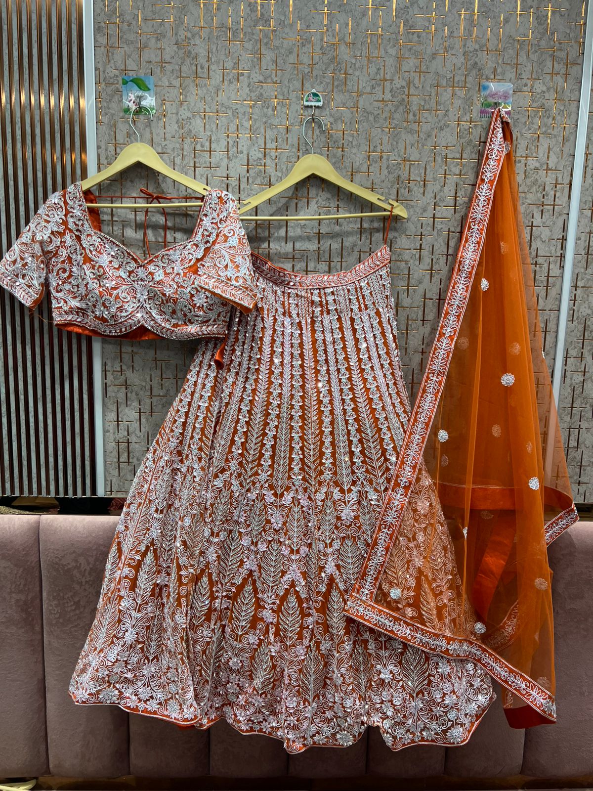 Fantastic orange crop top Lehenga