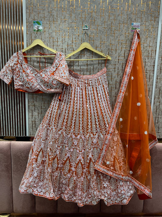 Fantastic orange crop top Lehenga