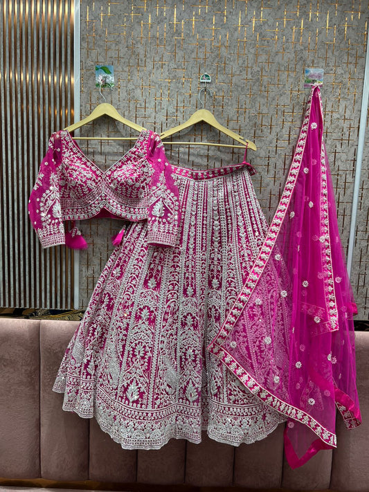 Charming sky blue Crop top Lehenga