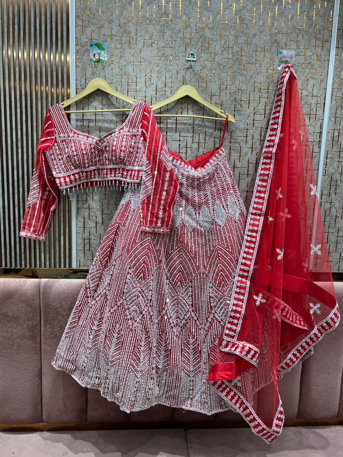 Elegant Sea green Crop top Lehenga