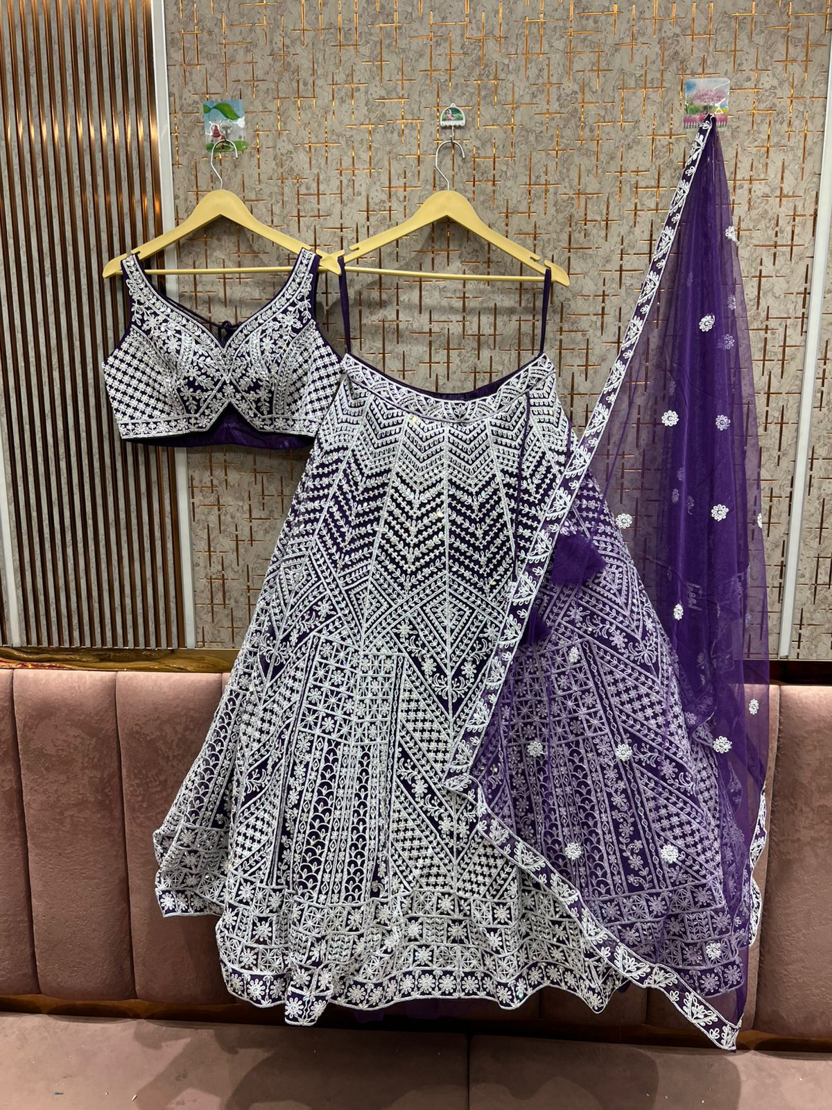 Astonishing purple Lavender crop top Lehenga