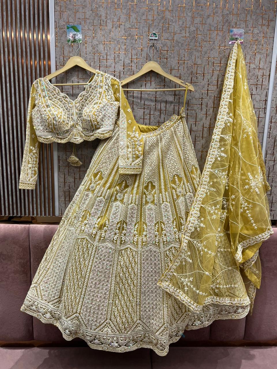 Designer Lavender crop top Lehenga