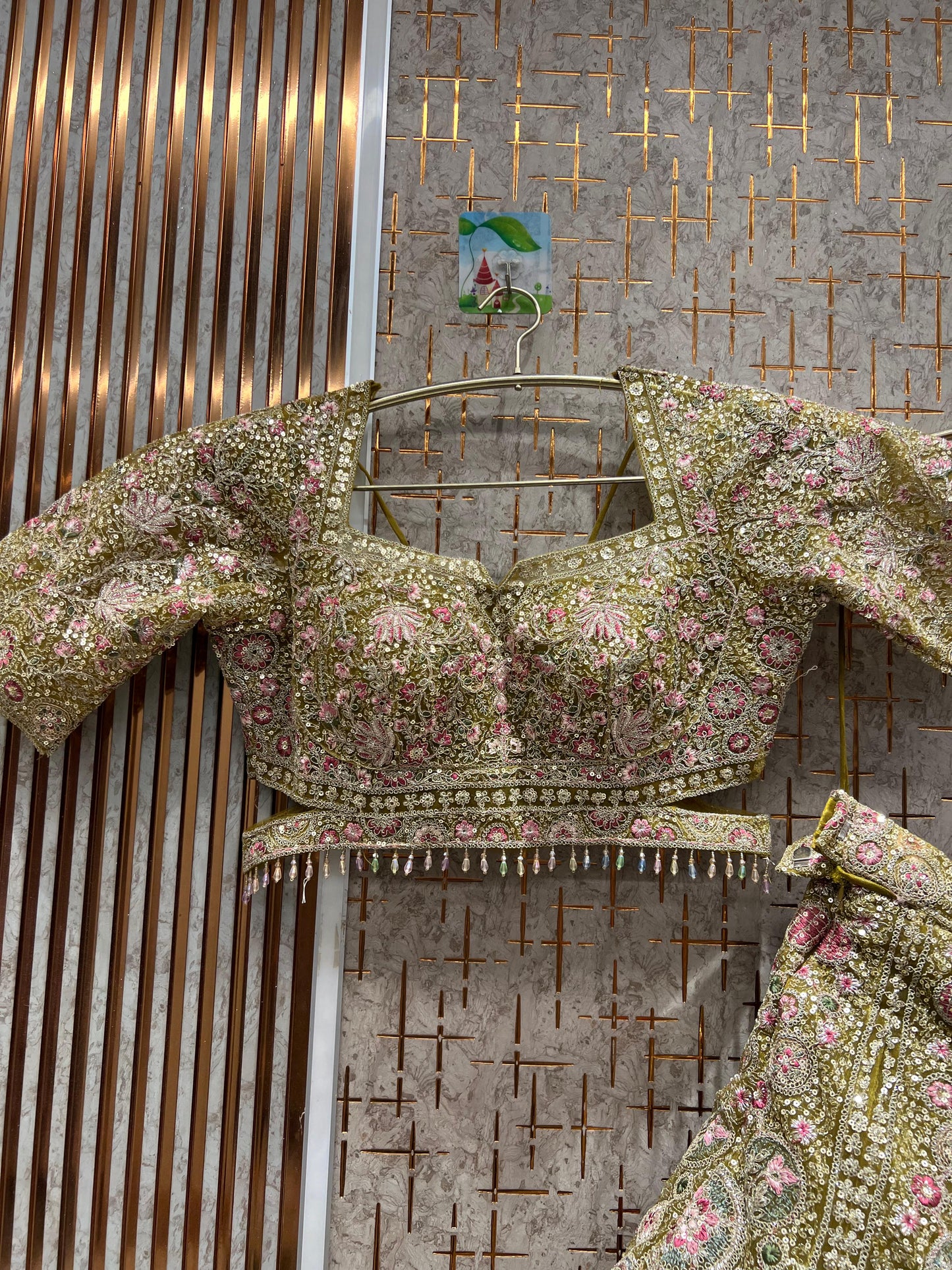 Graceful yellow haldi mehendi crop top Lehenga