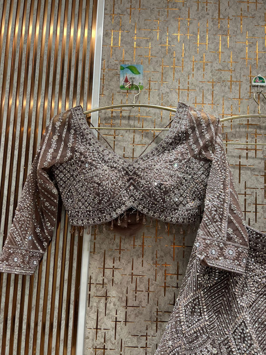 Good looking rust crop top Lehenga