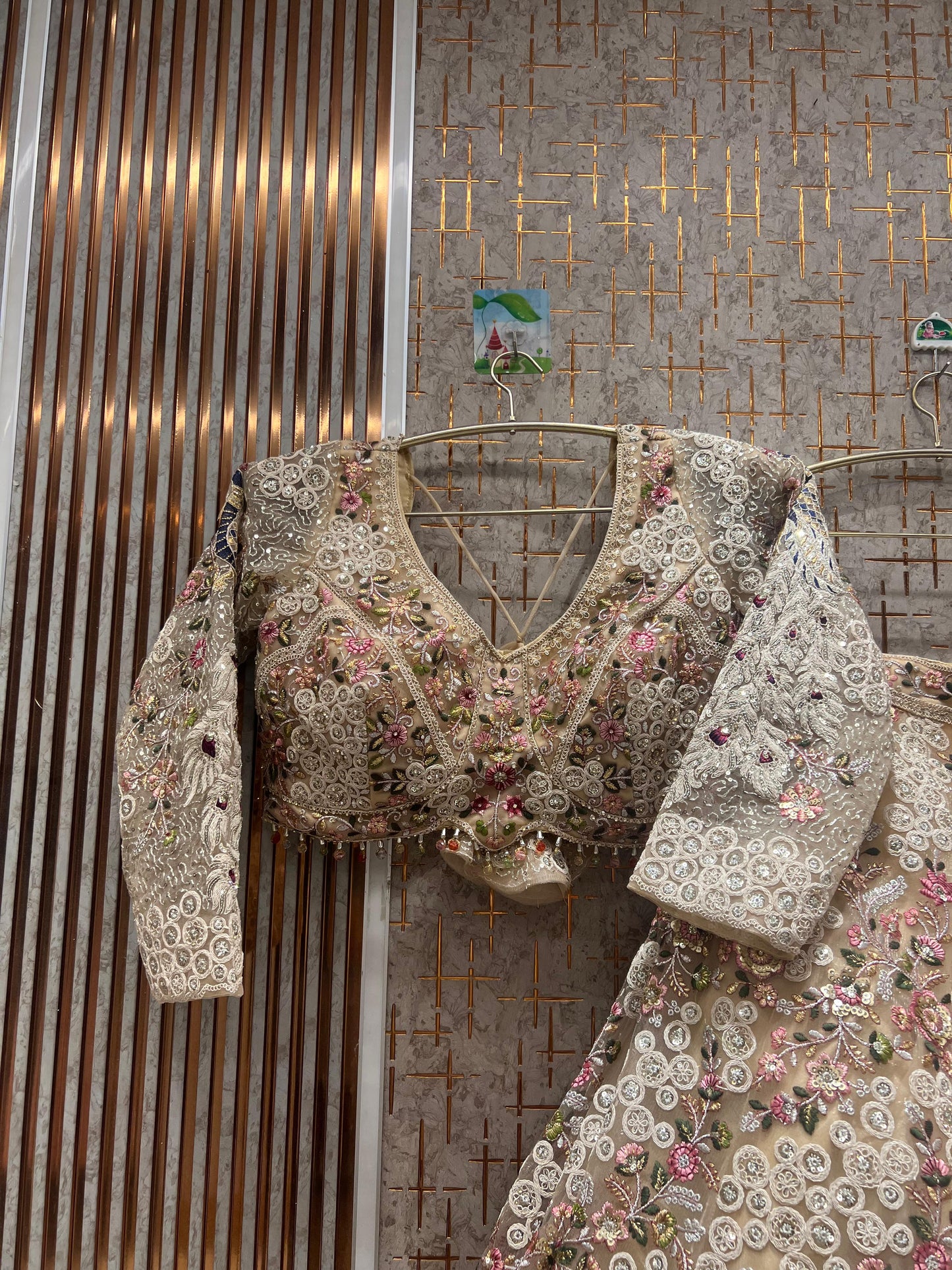 Engaging Sea green crop top Lehenga peacock