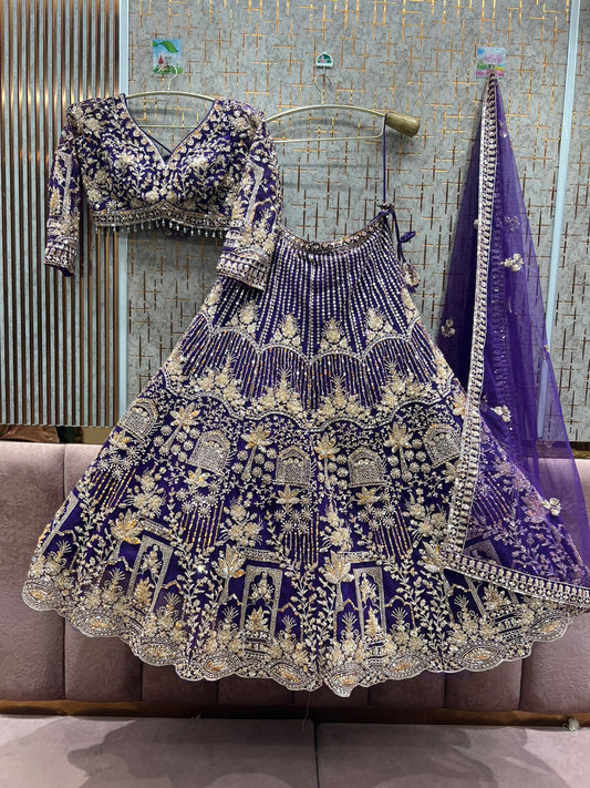 Delightful blue crop top Lehenga