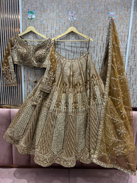 Royal mustard golden crop top Lehenga