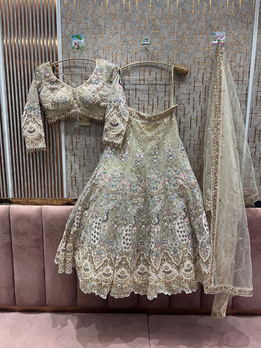 Royal golden peacock crop top Lehenga