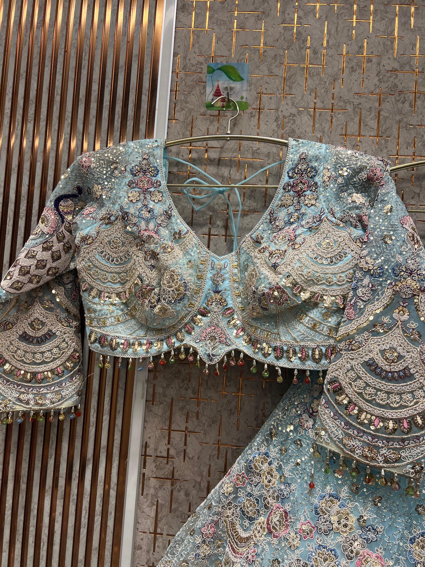 Lavishing mehendi green peacock crop top Lehenga