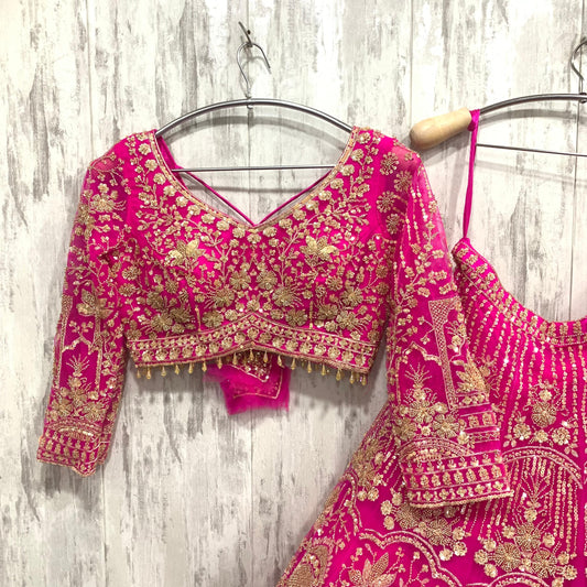 Eye catching Hot pink crop top Lehenga