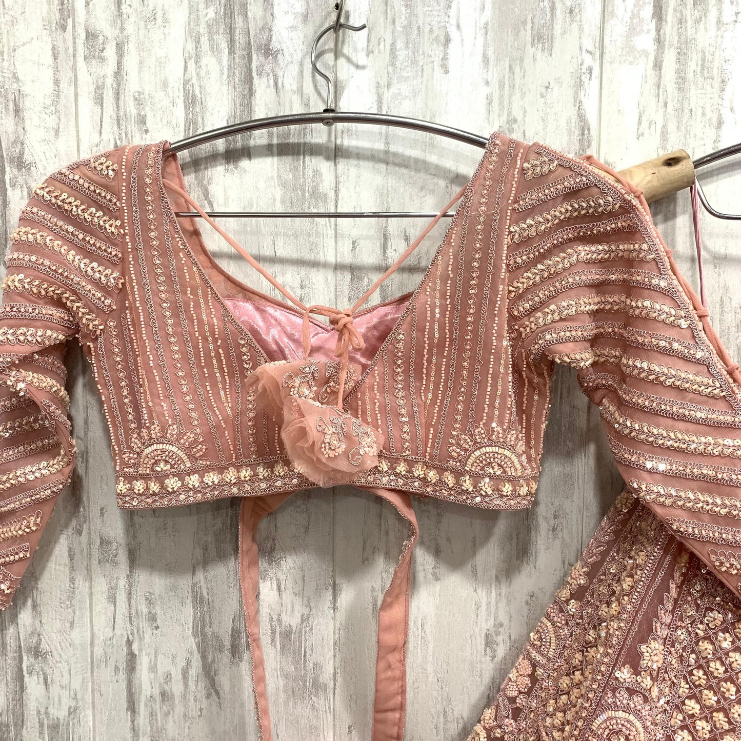 Majestic peach crop top Lehenga