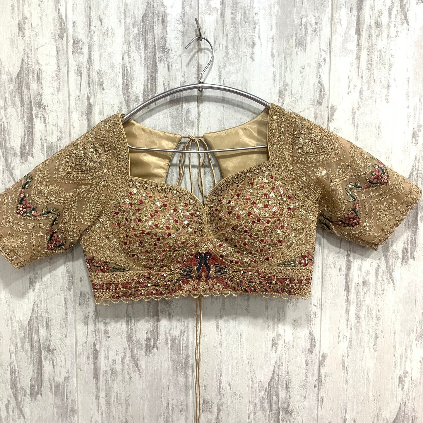 Gorgeous peach pink Peacock crop top Lehenga