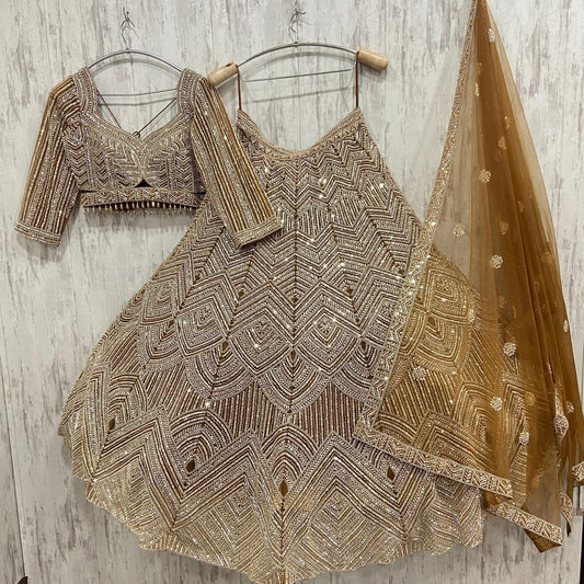 Fantastic Mustard crop top Lehenga with Silver Work