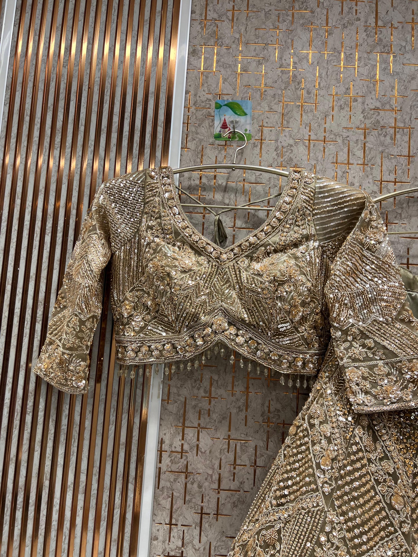 Delightful Sky blue Silver work floral crop top Lehenga