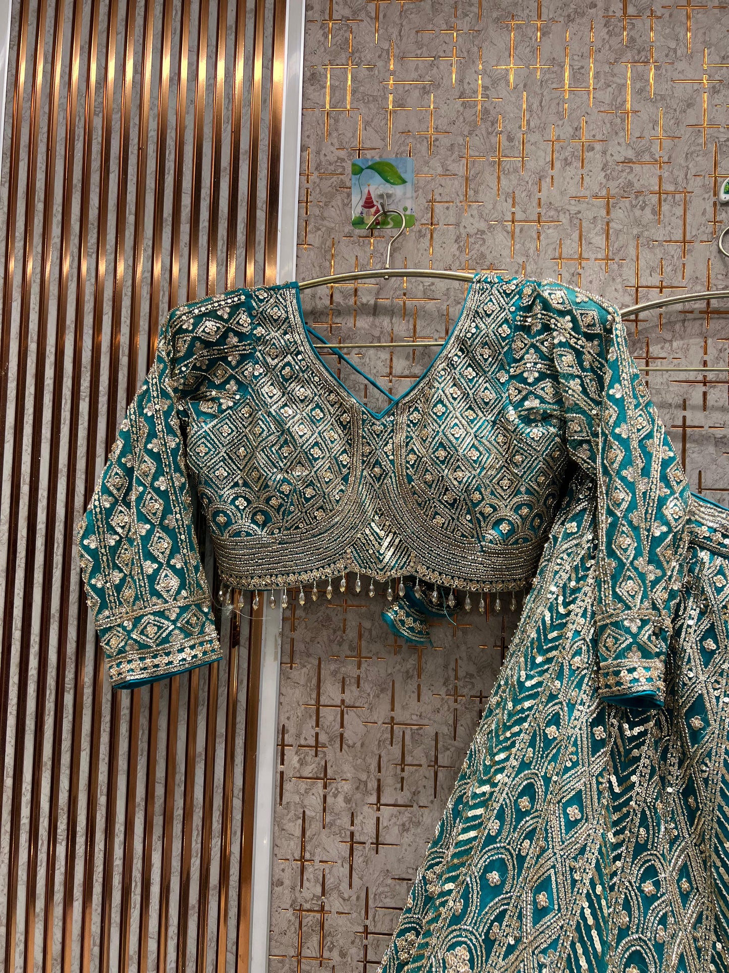 Tremendous orange Silver work crop top Lehenga