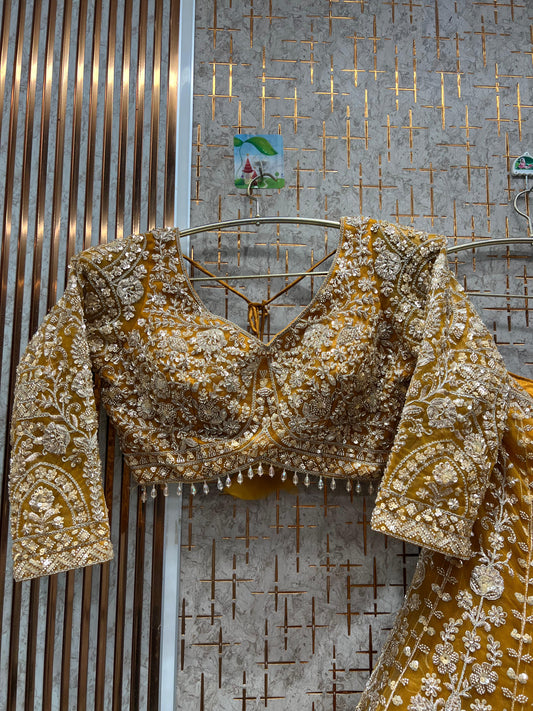 Fantastic golden crop top Lehenga