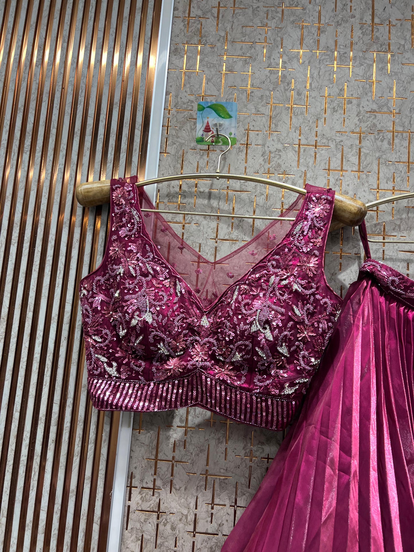 Delightful golden crop top Lehenga