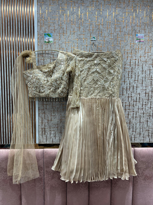 Lovely golden peach crop top Lehenga