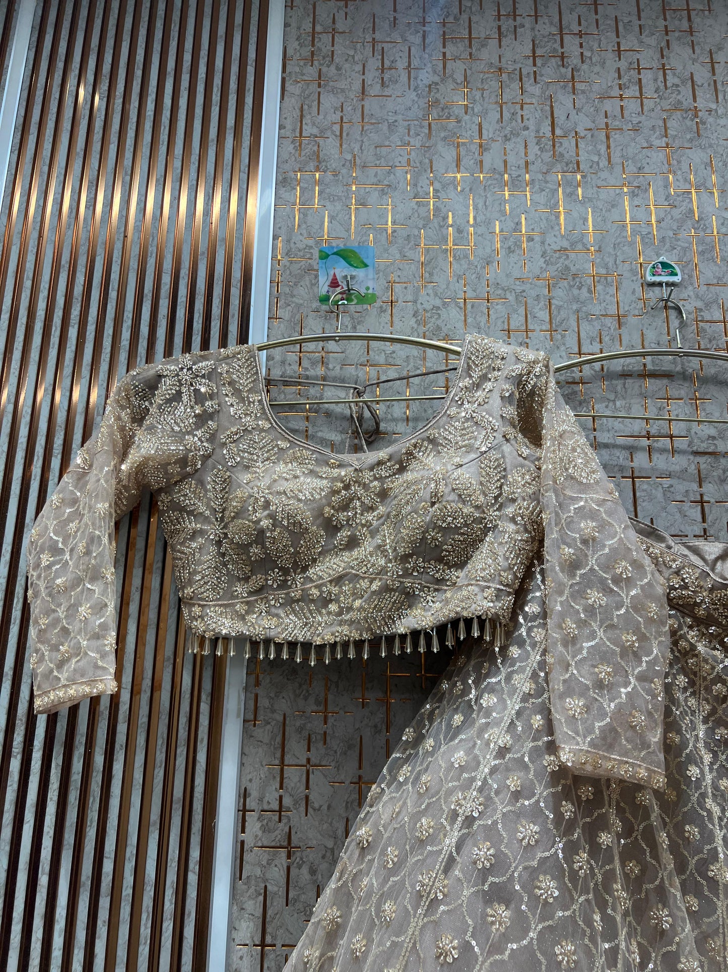 Pleasing Floral Purple crop top Lehenga