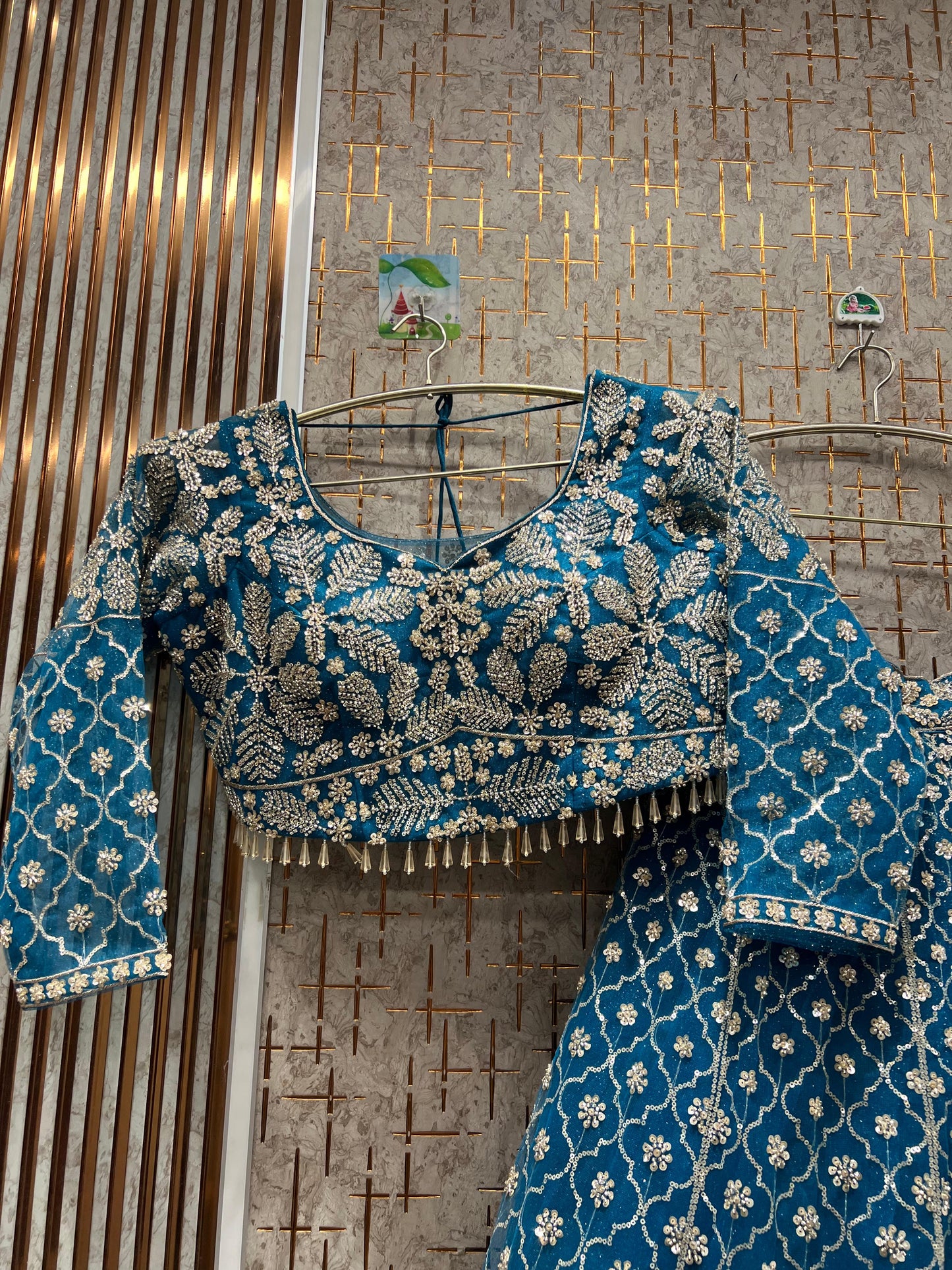 Lavishing Floral peach crop top Lehenga