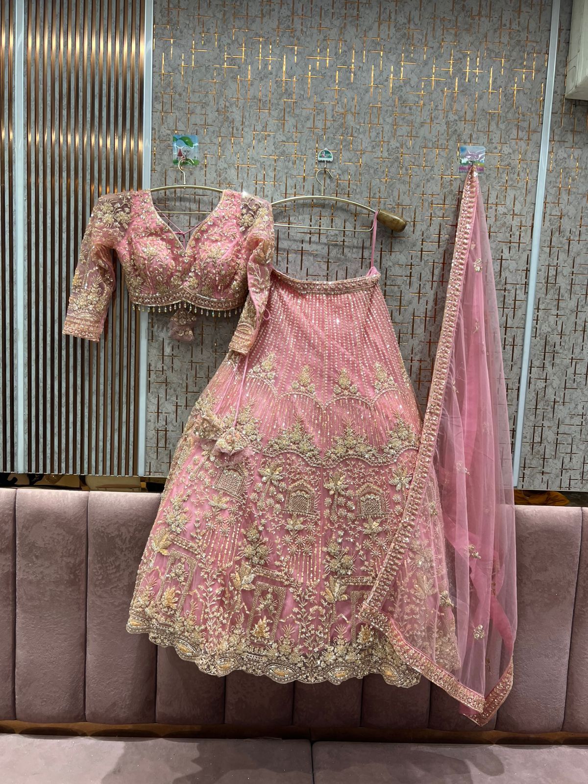 Something different golden beige crop top Lehenga