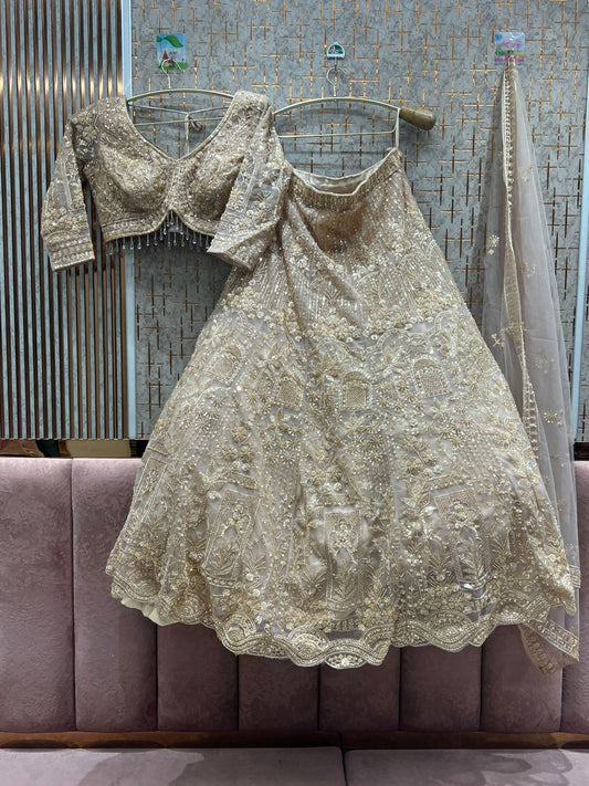 Something different golden beige crop top Lehenga