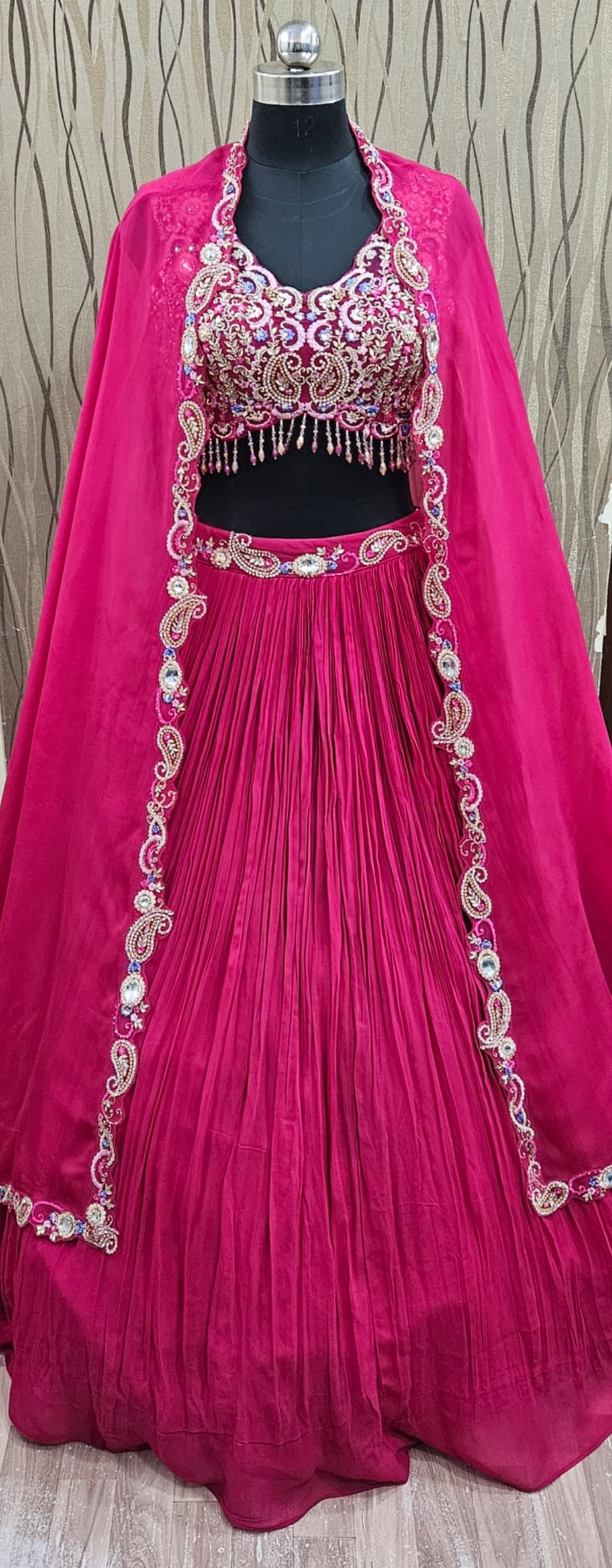 Khoobsurat yellow jacket crop top Lehenga PDP