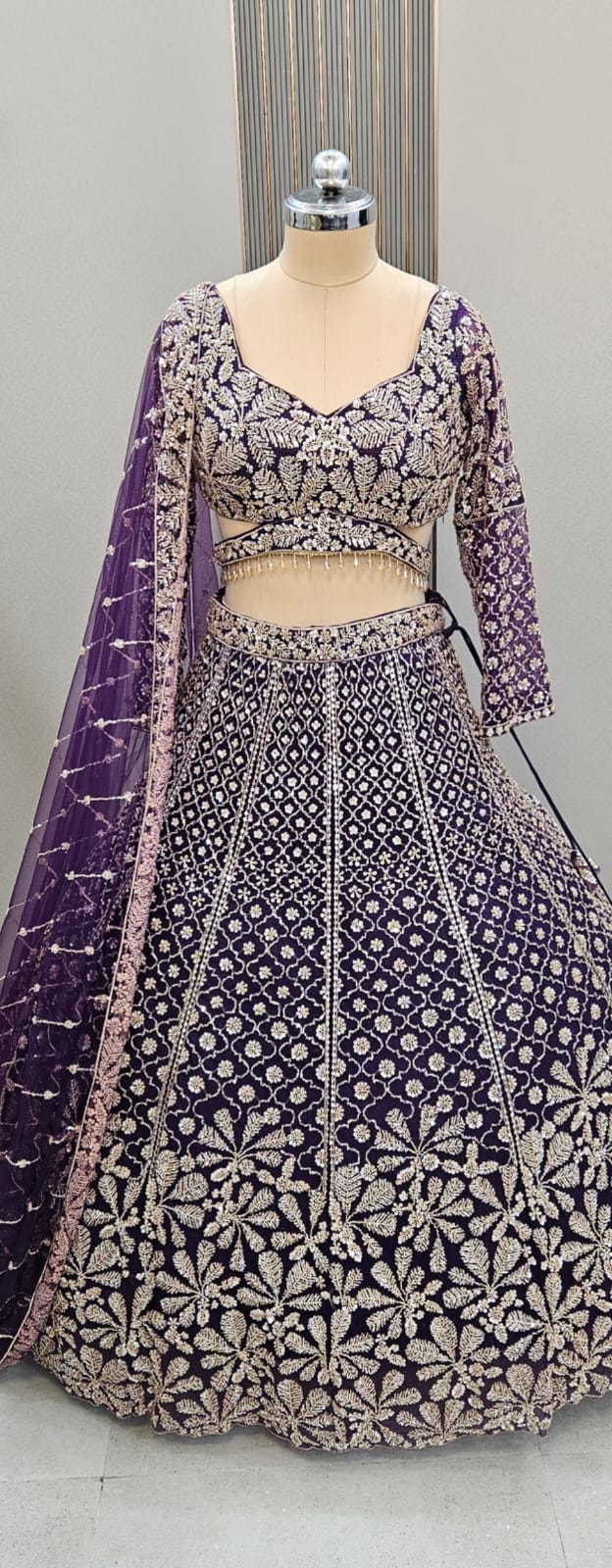 Lavishing maroon red crop top Lehenga