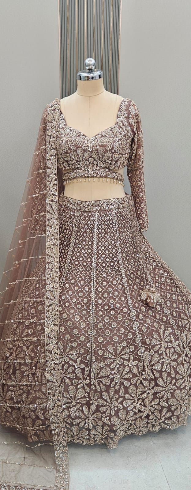 Pleasing pista green Crop top Lehenga