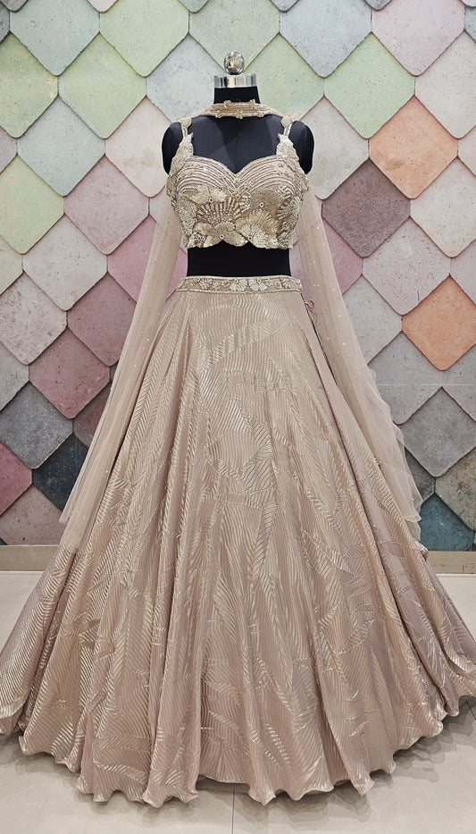 Tremendous Golden embellished crop top Lehenga