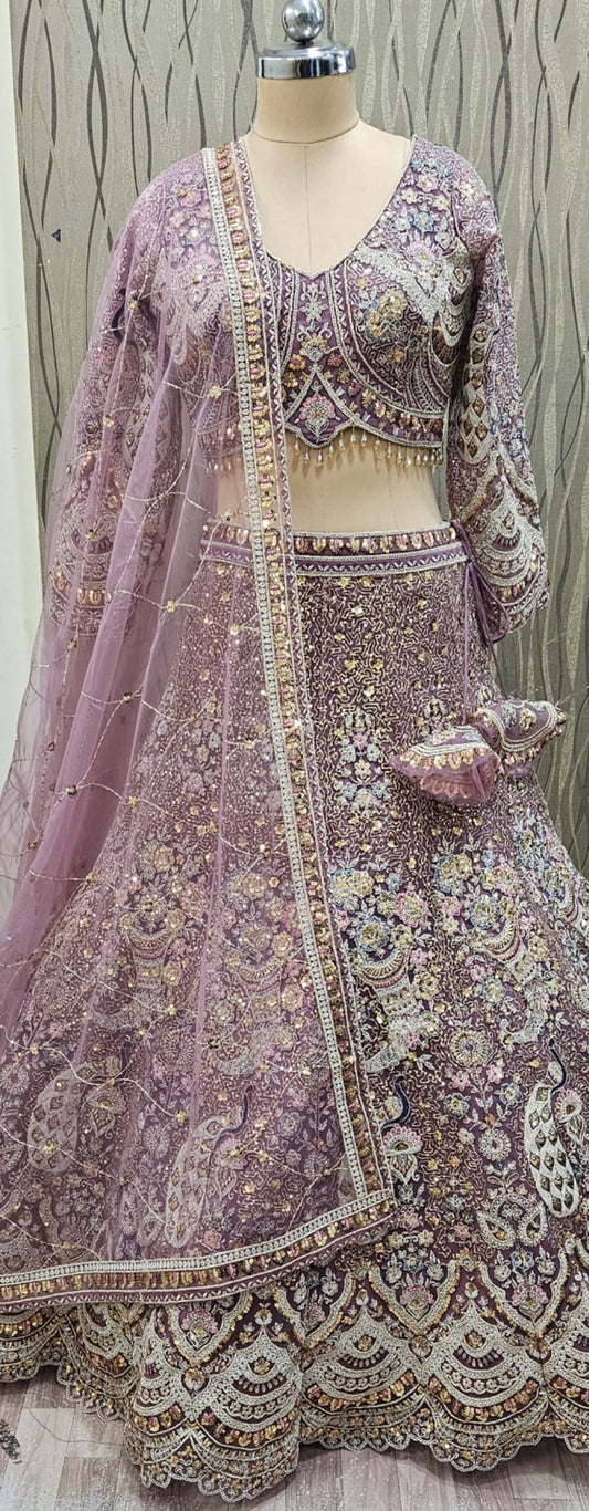 Delightful peacock Hot pink crop top Lehenga