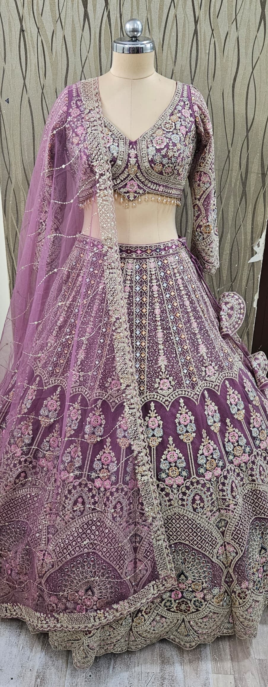 Good looking orange crop top Lehenga