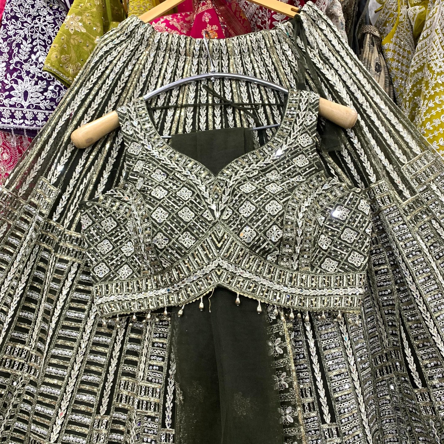 Glamorous red crop top Lehenga