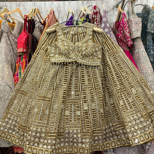 Fantastic golden crop top Lehenga