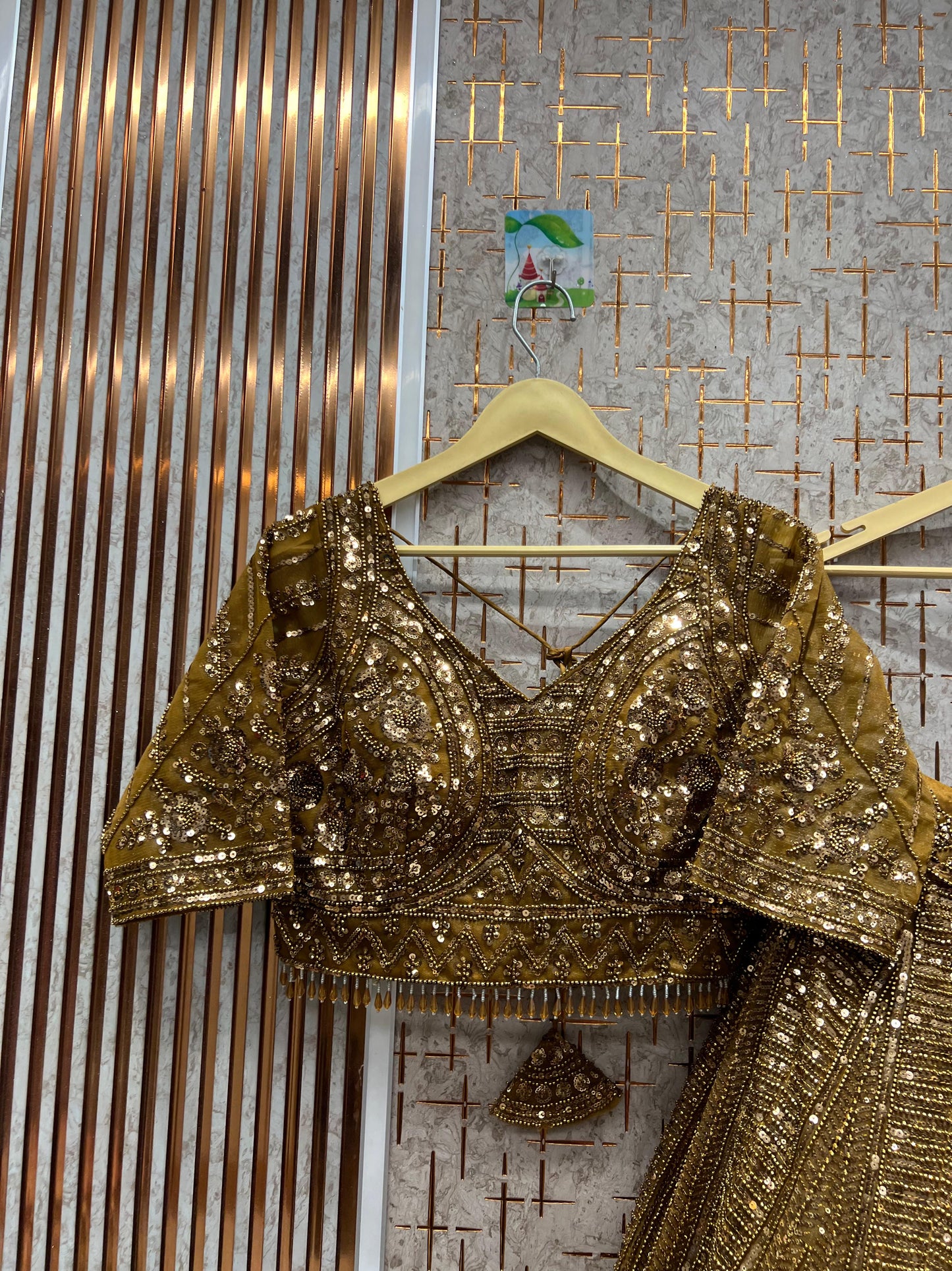 Beautiful peach on peach monotone crop top Lehenga