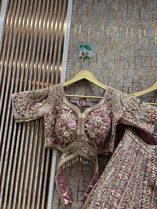 Majestic pink crop top Lehenga