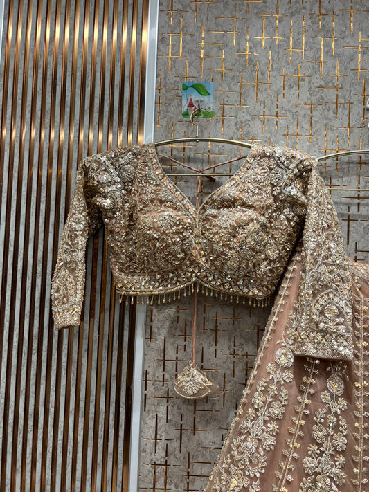 Fabulous peach crop top Lehenga