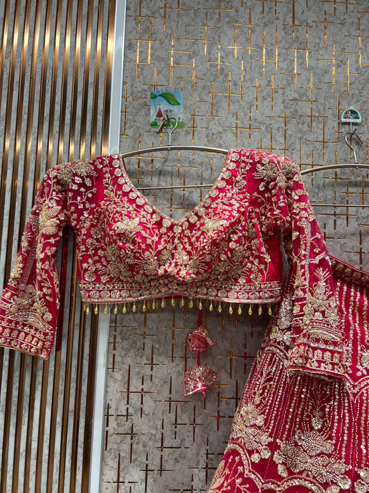 Charming pink crop top Lehenga