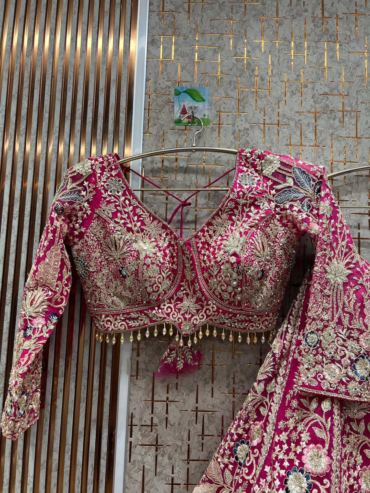 Stunning orange floral crop top Lehenga