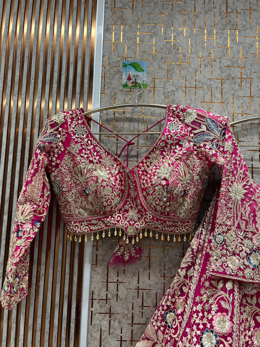 Something different pink floral crop top Lehenga