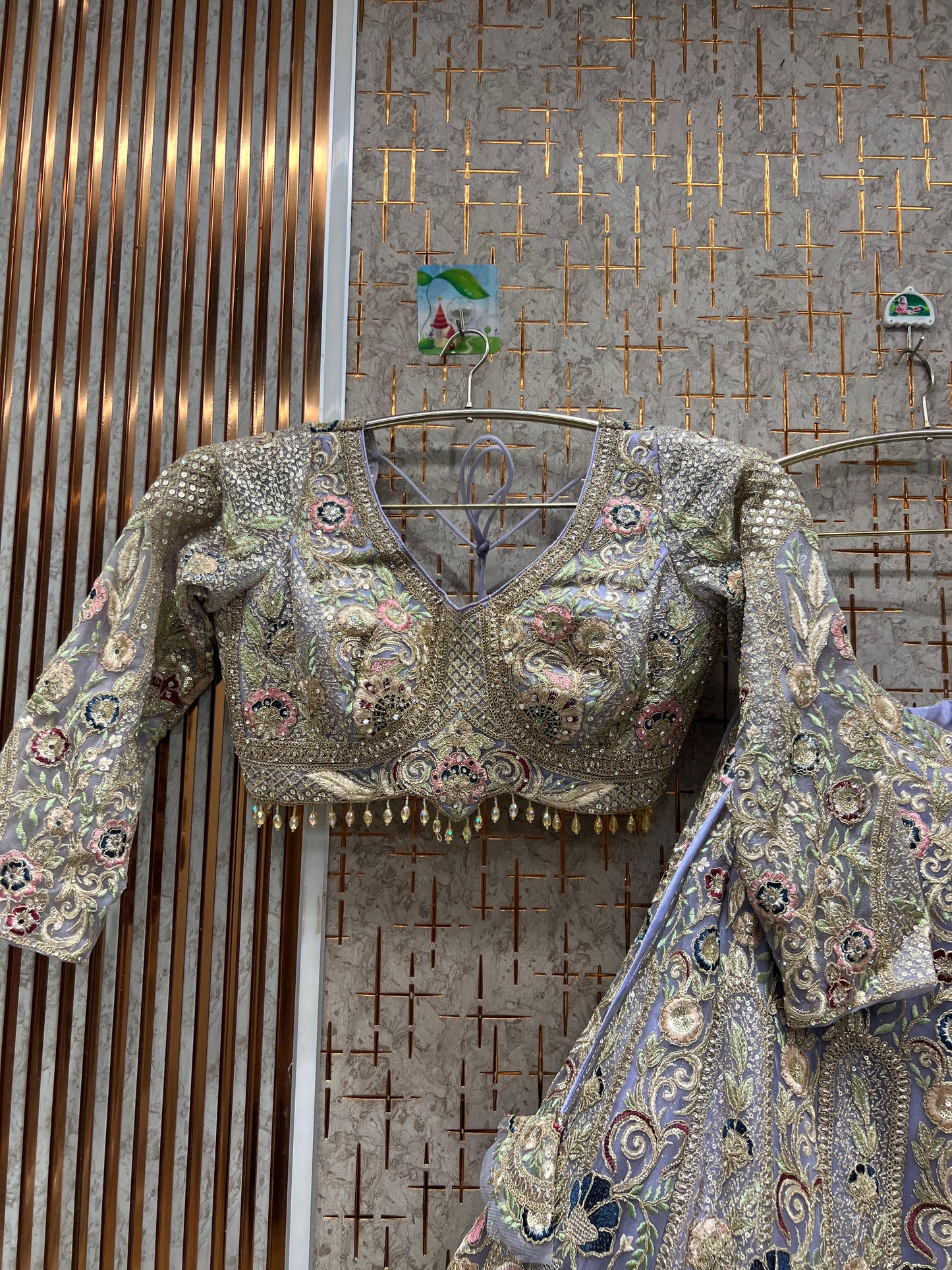 Engaging white floral crop top Lehenga