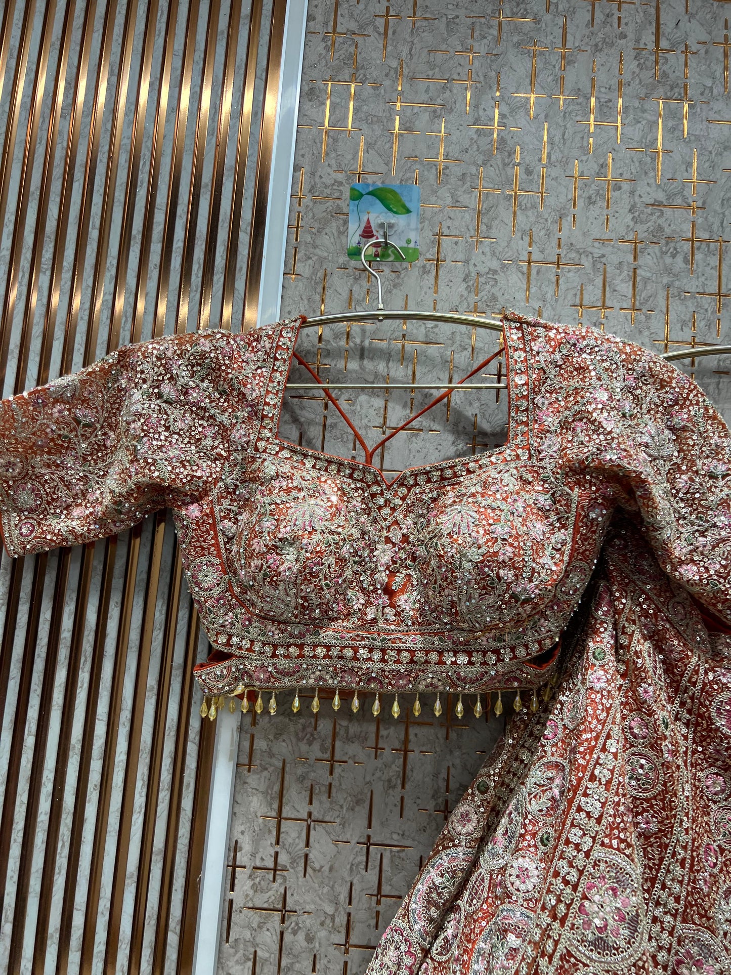 Astonishing pink circle crop top Lehenga