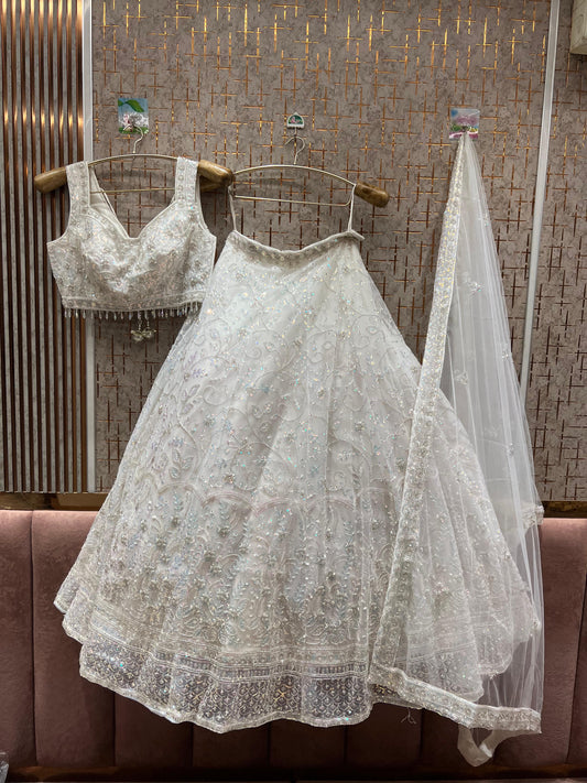 Lovely white crop top Lehenga