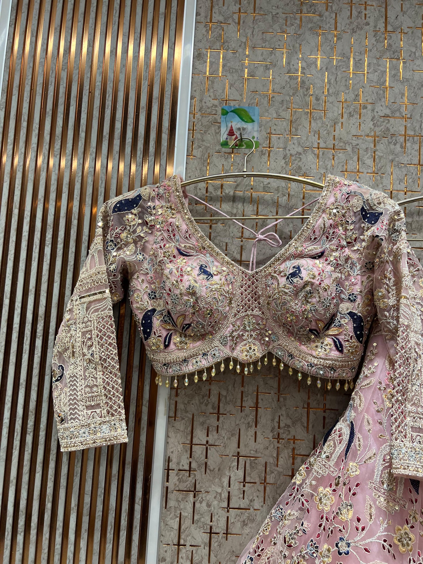 Lavishing white peacock crop top Lehenga